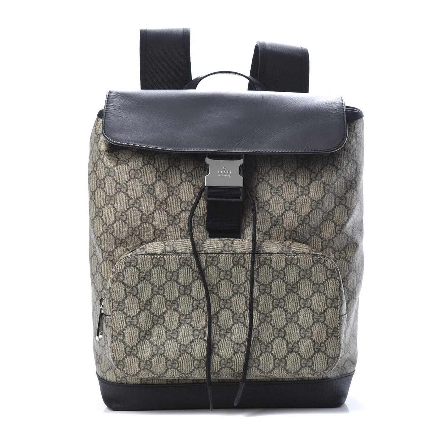 GG Supreme Monogram Single Buckle Backpack Beige Black
