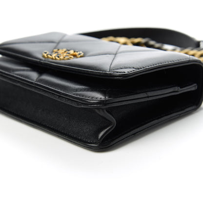 Chanel Goatskin Quilted Chanel 19 Wallet On Chain WOC Black 7 of 12