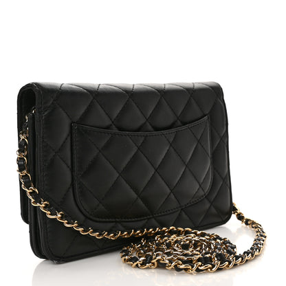 Chanel Lambskin Quilted Wallet On Chain WOC Black 3 of 12