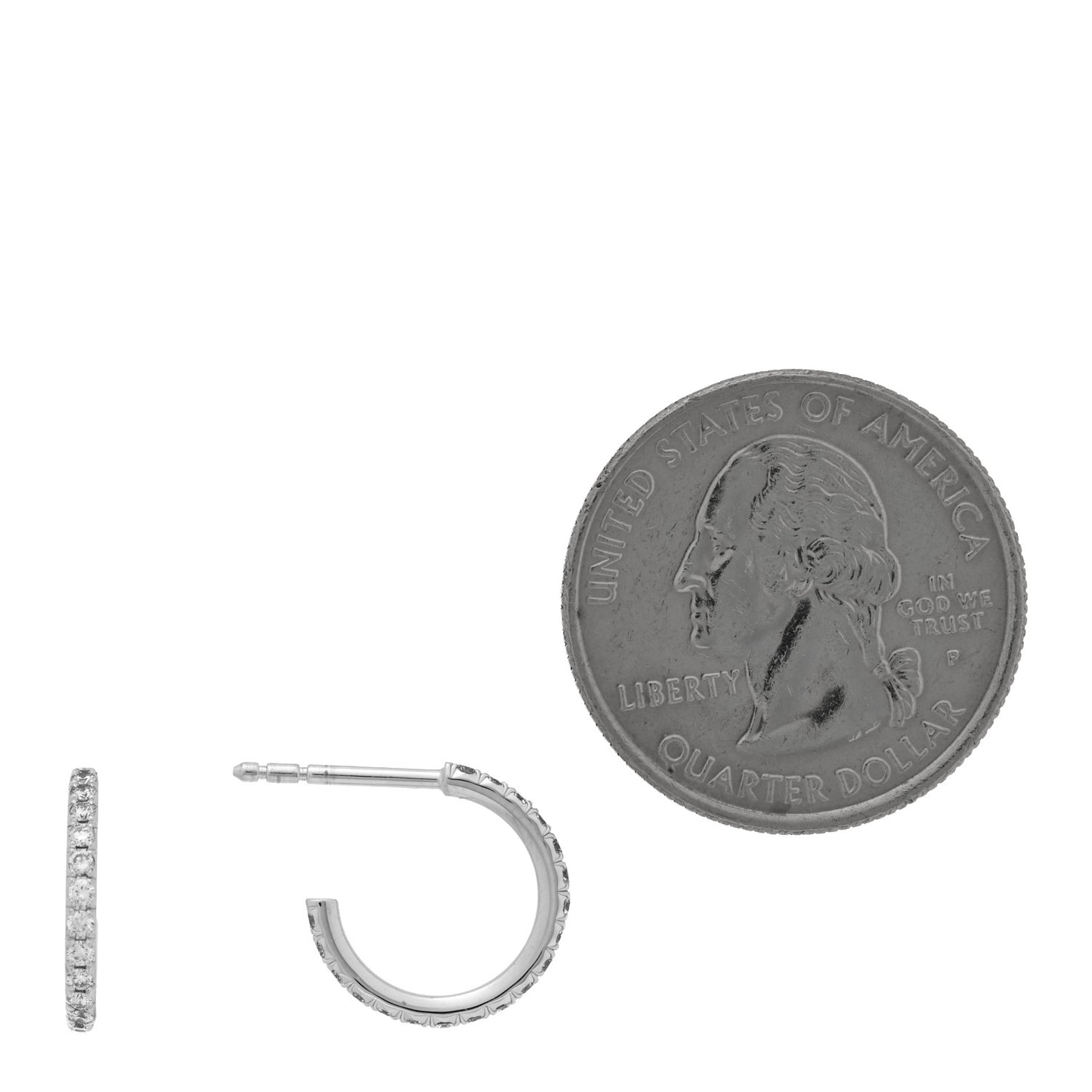 18K White Gold Diamond Small Metro Hoop Earrings