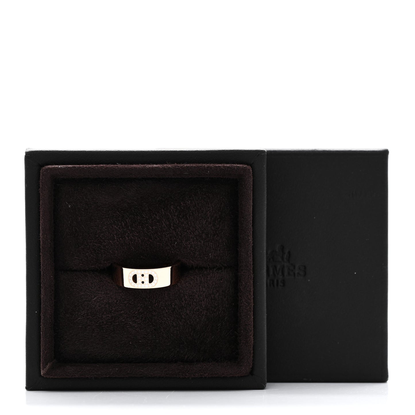18K Rose Gold Diamond PM H D'Ancre Ring 53 6.5