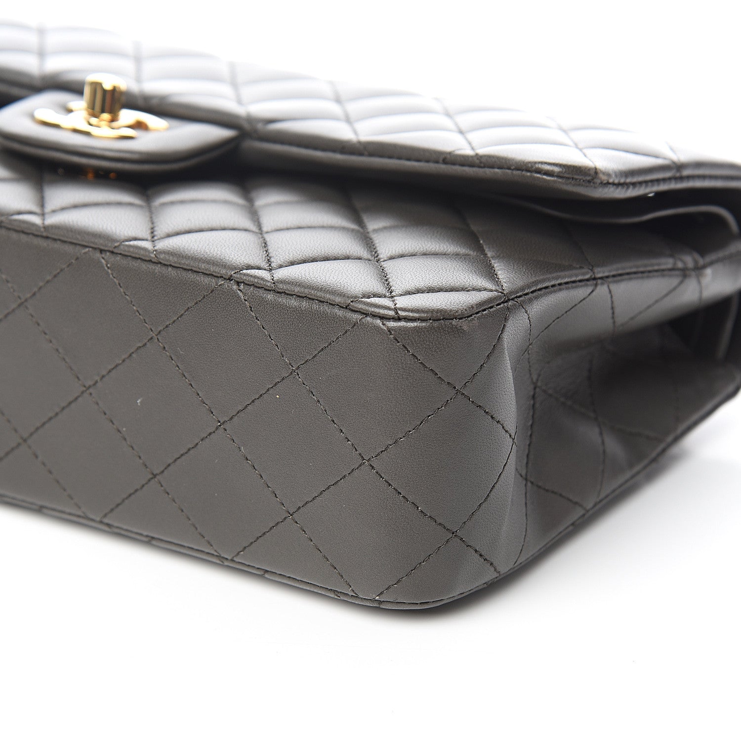 Chanel Lambskin Quilted Medium Double Flap Dark Grey 10 of 12