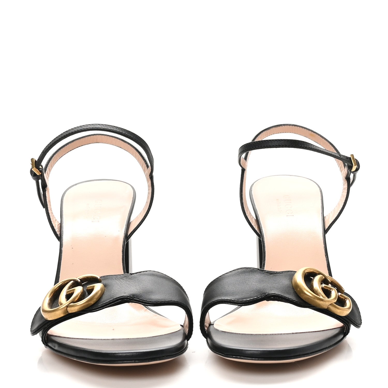 Gucci Lifford Calfskin GG Marmont Ankle Wrap 75mm Sandals 37.5 Black 3 of 9