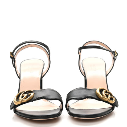 Gucci Lifford Calfskin GG Marmont Ankle Wrap 75mm Sandals 37.5 Black 3 of 9