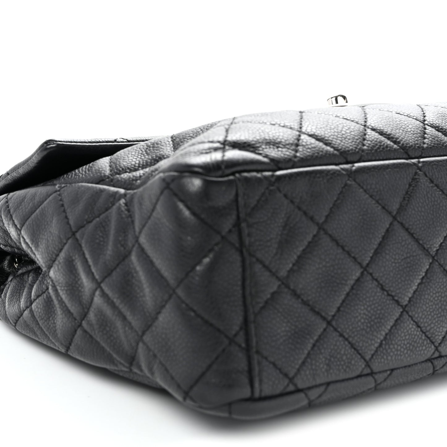 Washed Caviar Quilted Maxi Single Flap Black
