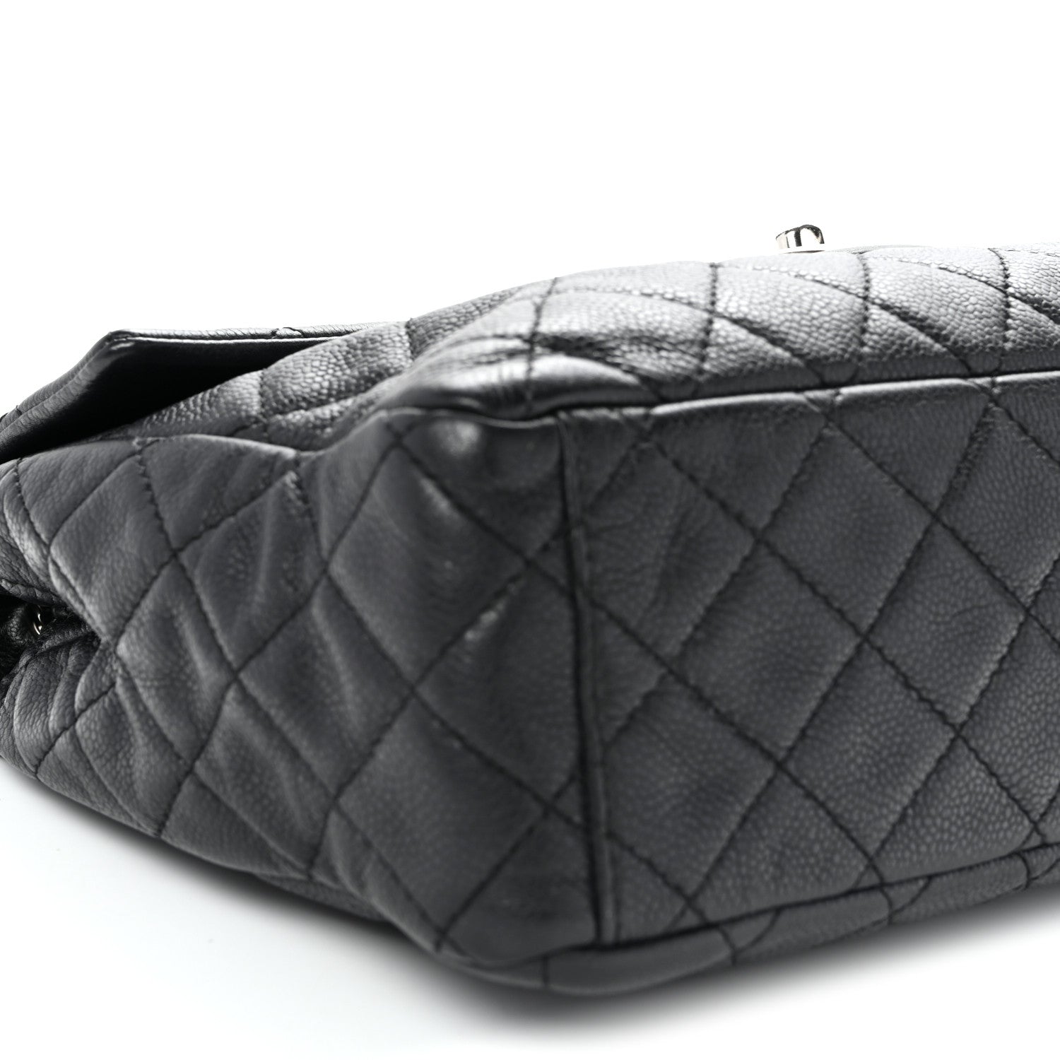 Chanel Washed Caviar Quilted Maxi Single Flap Black 8 of 10