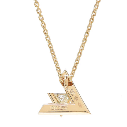 Louis Vuitton 18K Yellow Gold Diamond Small LV Volt One Pendant Necklace 5 of 6