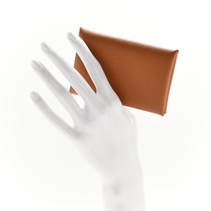 Hermes Epsom Calvi Card Case Gold 2 of 8