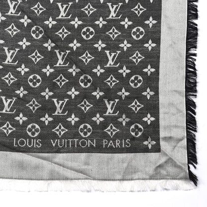 Louis Vuitton Silk Wool Monogram Denim Shawl Black 2 of 3