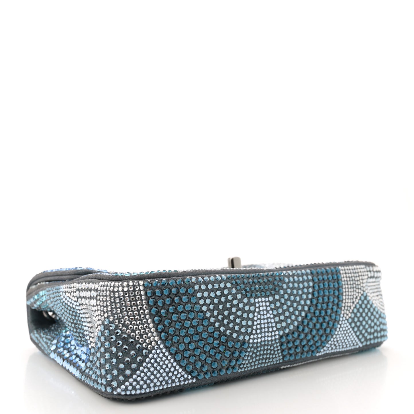 Iridescent Calfskin Strass Small Flap Blue