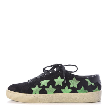 Saint Laurent Suede Star Court Sneakers 36.5 Black Green Fluo 1 of 11