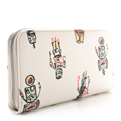 Prada Saffiano Robot Zip Wallet White 3 of 7