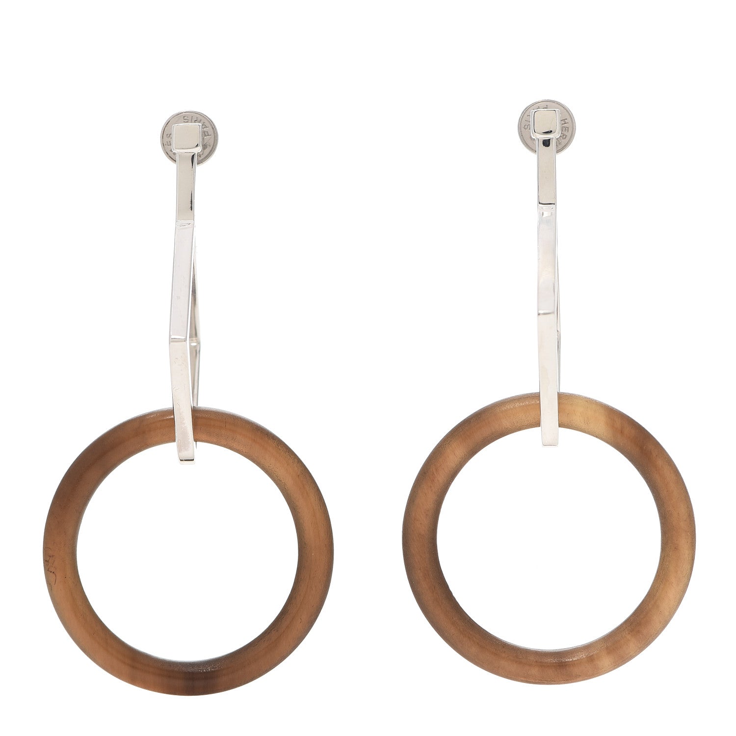 Hermes Sterling Silver Buffalo Horn Earrings 1 of 7