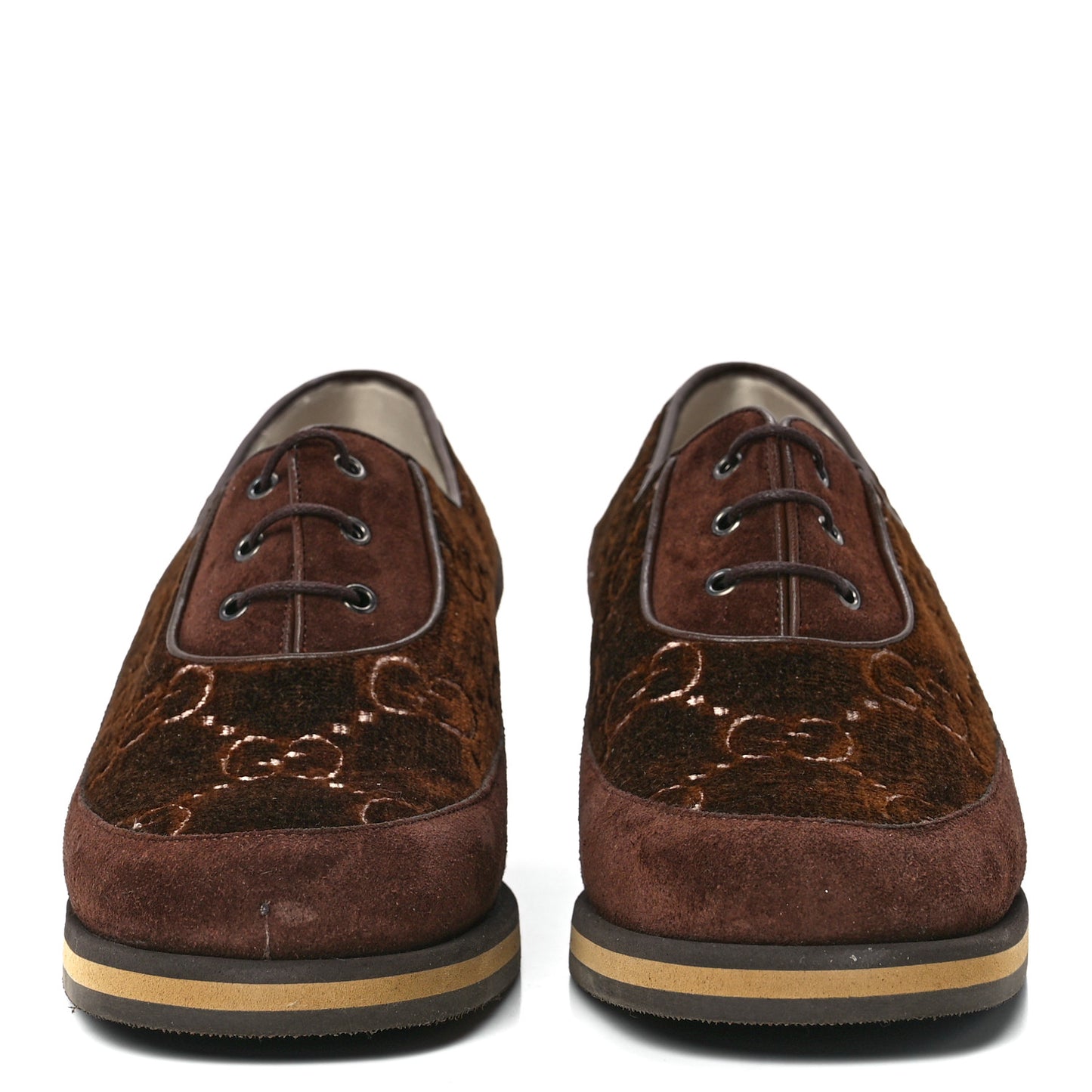 Velvet GG Monogram Thompson Derby Loafers 40.5 Vintage Cocoa Brown