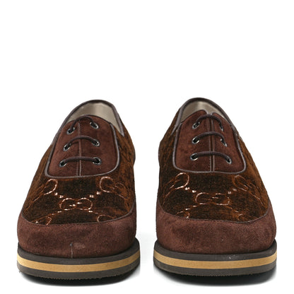 Gucci Velvet GG Monogram Thompson Derby Loafers 40.5 Vintage Cocoa Brown 2 of 10