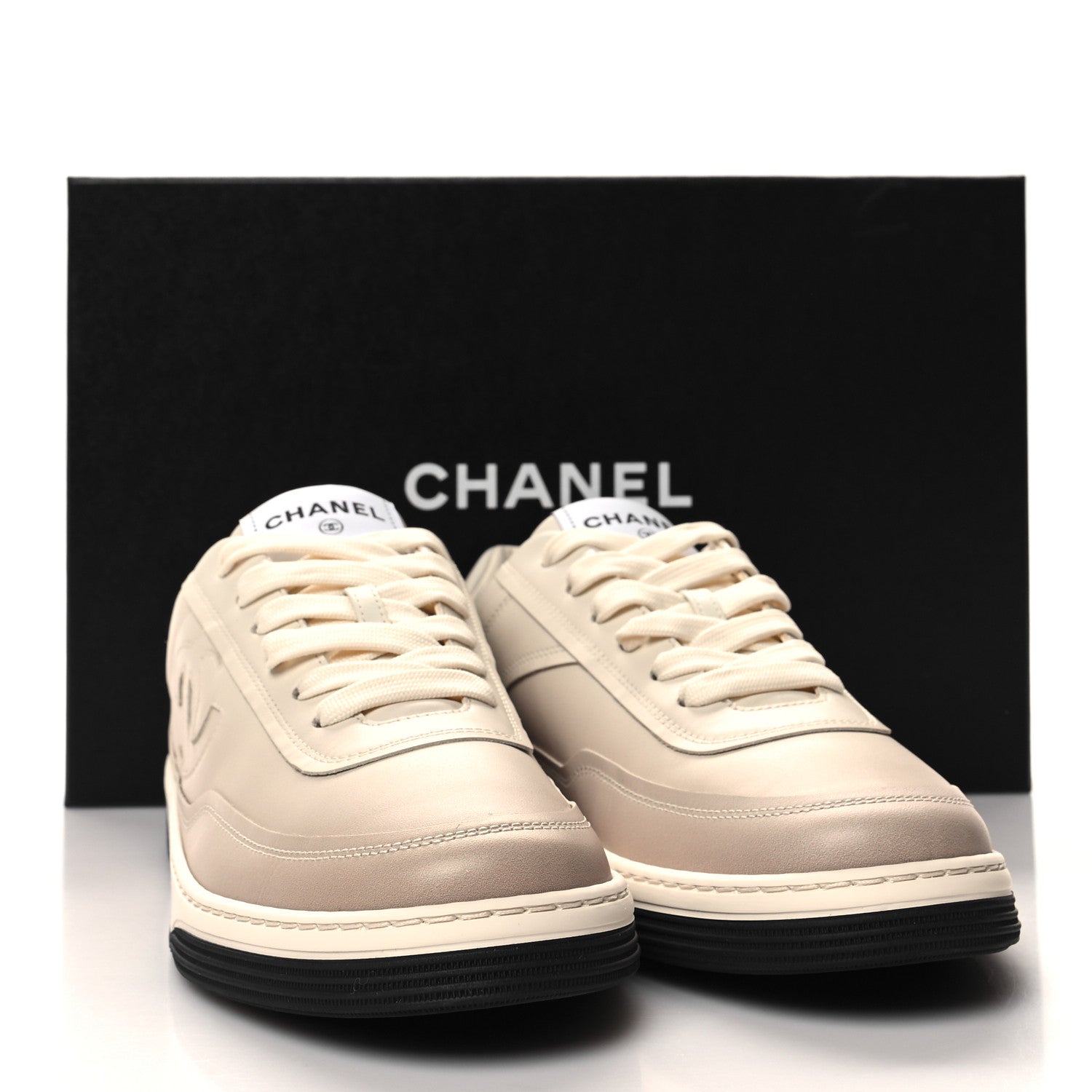 Chanel Printed Calfskin Womens CC Logo Sneakers 40.5 Beige 9 of 9