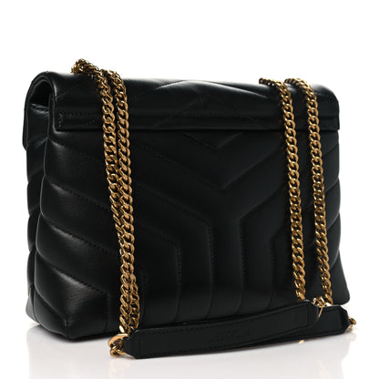 Saint Laurent Calfskin Y Quilted Monogram Small Loulou Chain Satchel Black 3 of 11