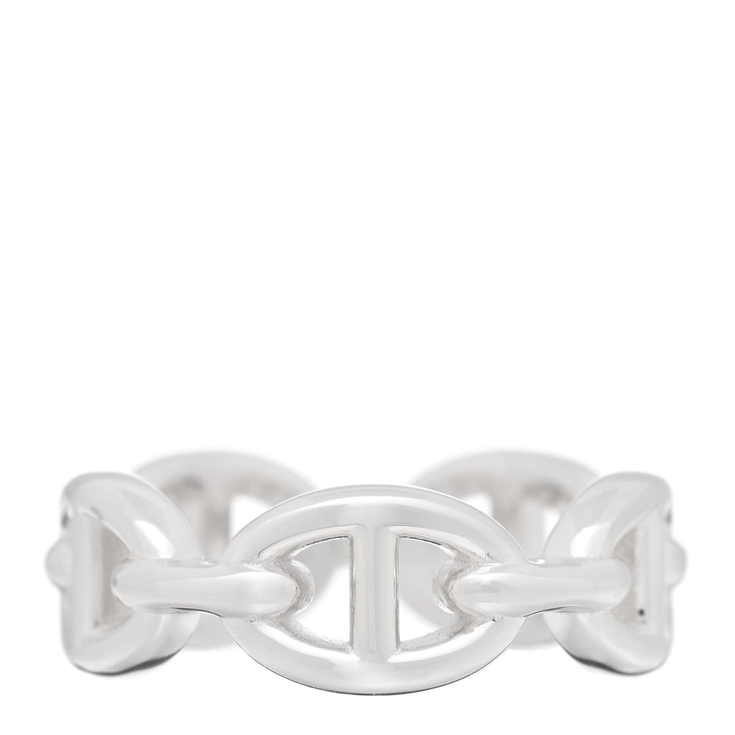 Hermes Sterling Silver PM Chaine d'Ancre Enchainee Band Ring 53 6.5 1 of 5
