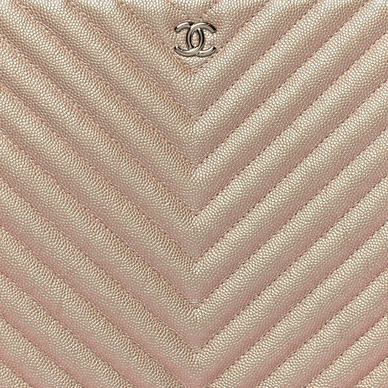 Chanel Iridescent Caviar Chevron Quilted Medium Cosmetic Case Light Gold 8 of 11