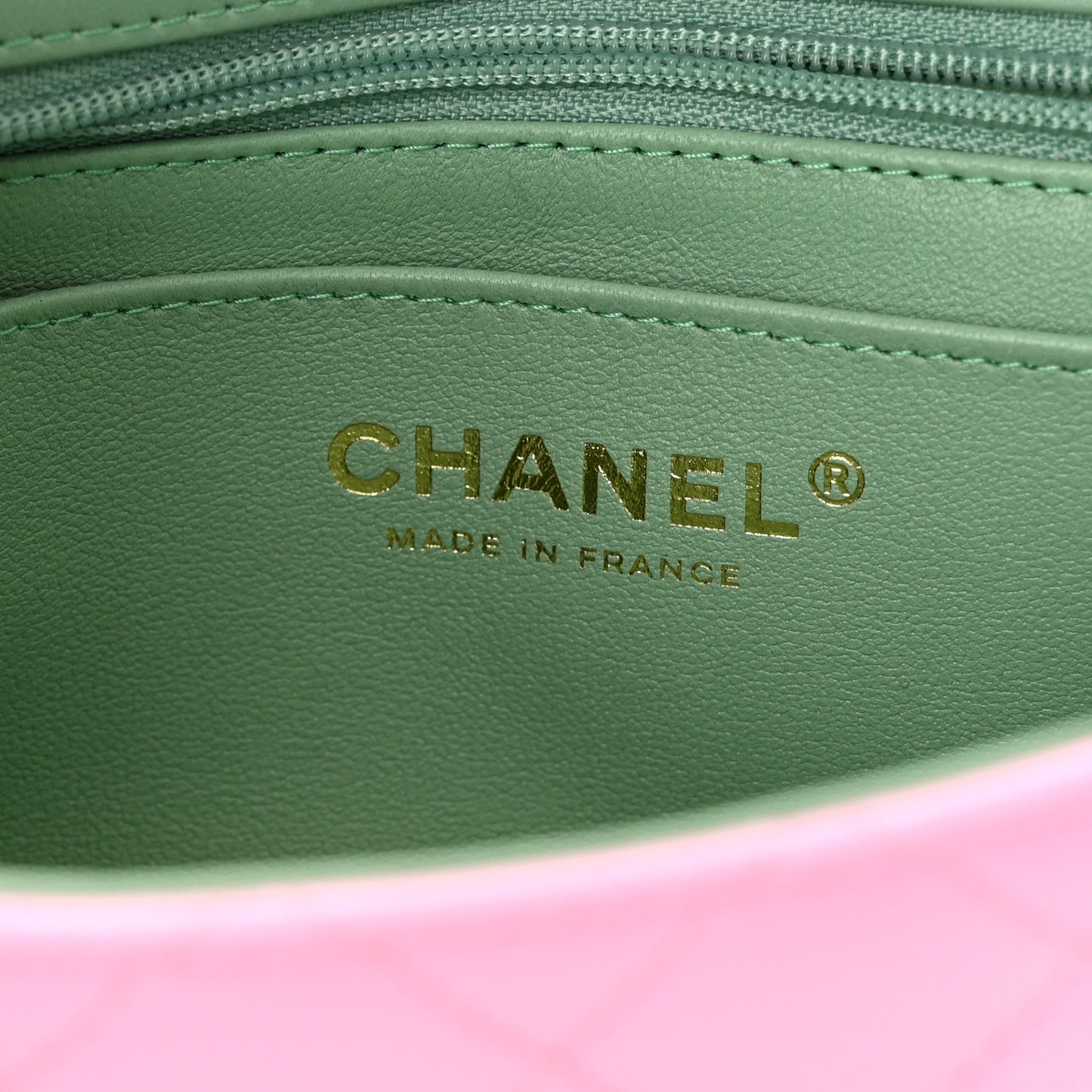 Lambskin Quilted Mini Top Handle Rectangular Flap Lilac Light Green