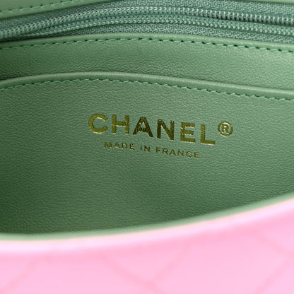 Chanel Lambskin Quilted Mini Top Handle Rectangular Flap Lilac Light Green 6 of 11