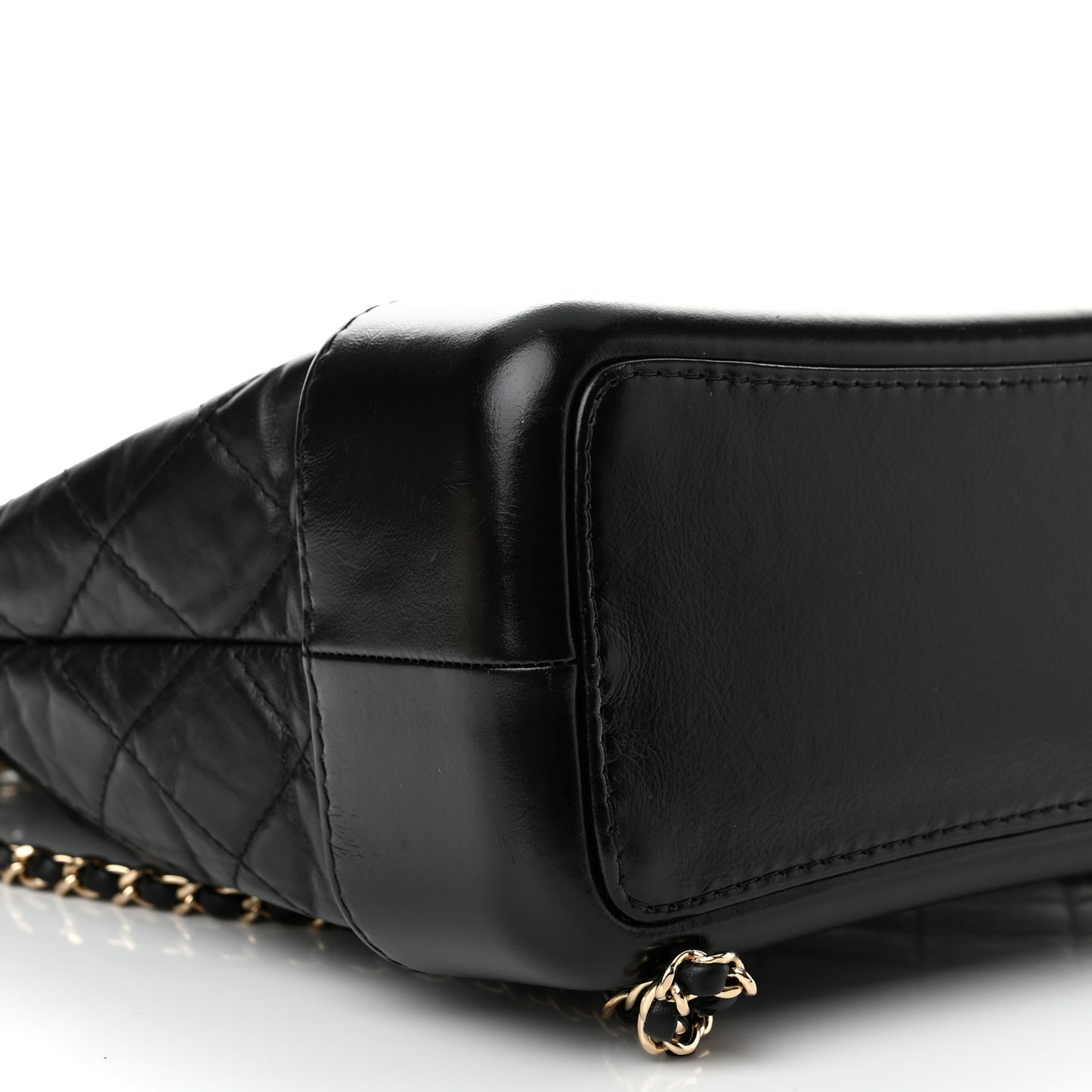 Aged Calfskin Quilted Gabrielle Backpack Black
