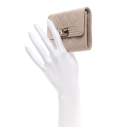 Chanel Caviar Quilted Boy Card Holder Wallet Beige 2 of 9