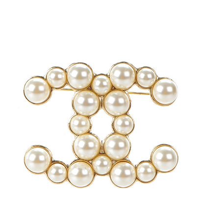 Chanel Pearl CC Brooch Gold Pearly White 1 of 5