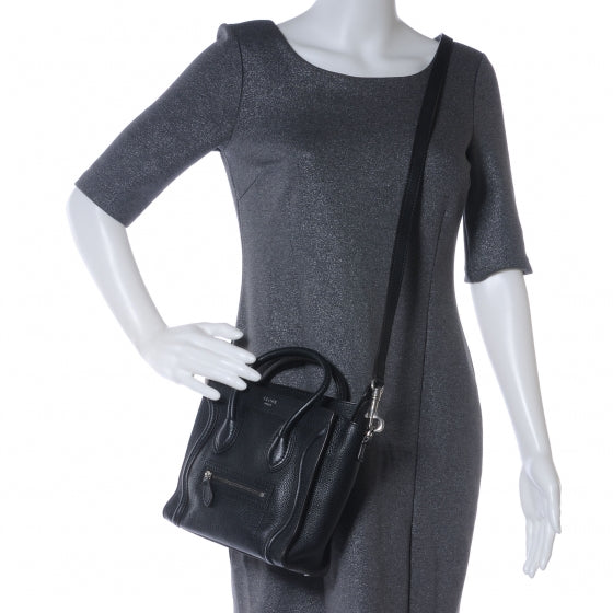 Drummed Leather Nano Luggage Black