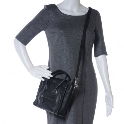 Celine Drummed Leather Nano Luggage Black 2 of 8