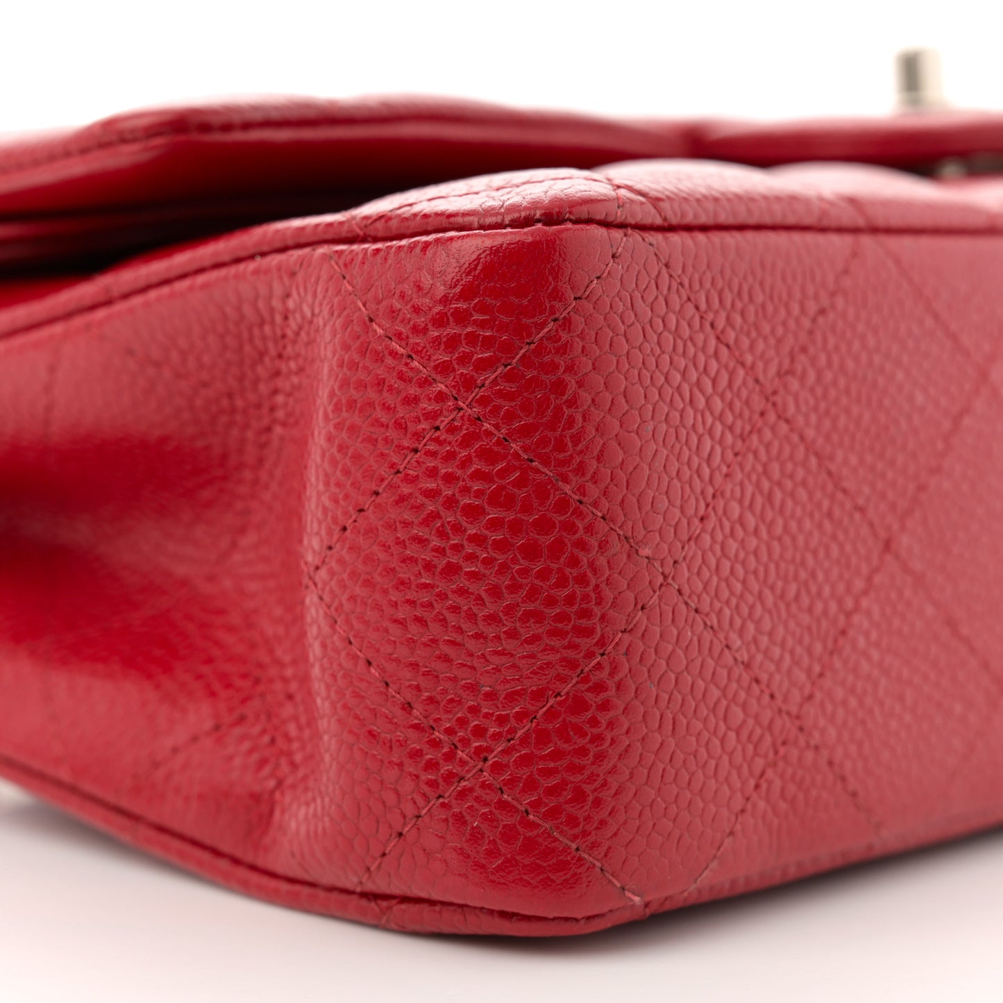 Caviar Quilted Medium Double Flap Red