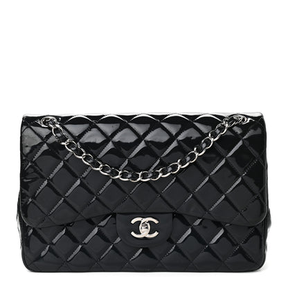Chanel Patent Quilted Jumbo Double Flap Blue 1 of 12