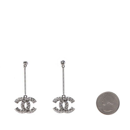 Chanel Baguette Crystal CC Drop Earrings Silver 2 of 4