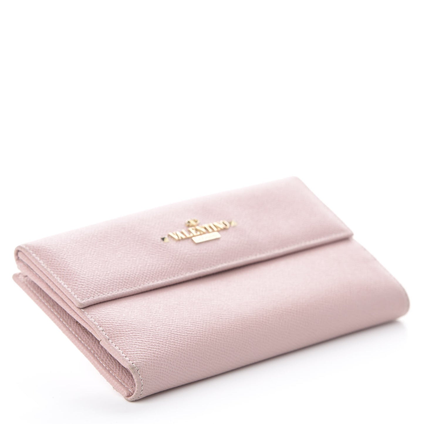 Grained Calfskin Continental Wallet Pink