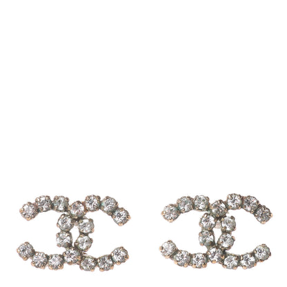 Chanel Crystal CC Earrings Gold 1 of 10