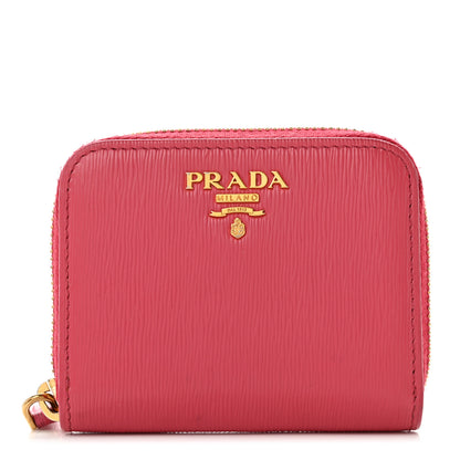 Prada Saffiano Metal Zip Coin Purse Peonia 1 of 8
