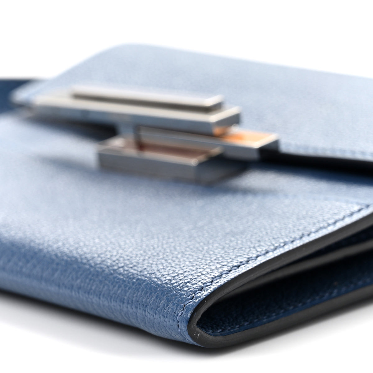 Hermes Chevre Mysore Enamel Mini Cinhetic Wallet  Bleu Brighton 11 of 12