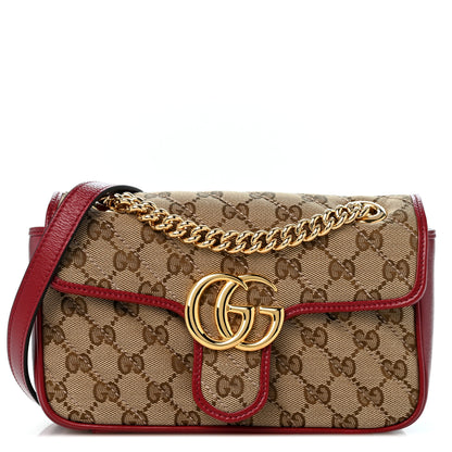 Gucci Monogram Azalea Calfskin Matelasse Diagonal Mini GG Marmont Shoulder Bag Beige Ebony New Cherry Red 1 of 11