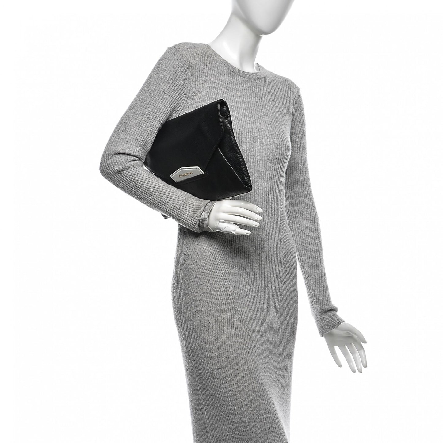 Grained Goatskin Antigona Envelope Clutch Black