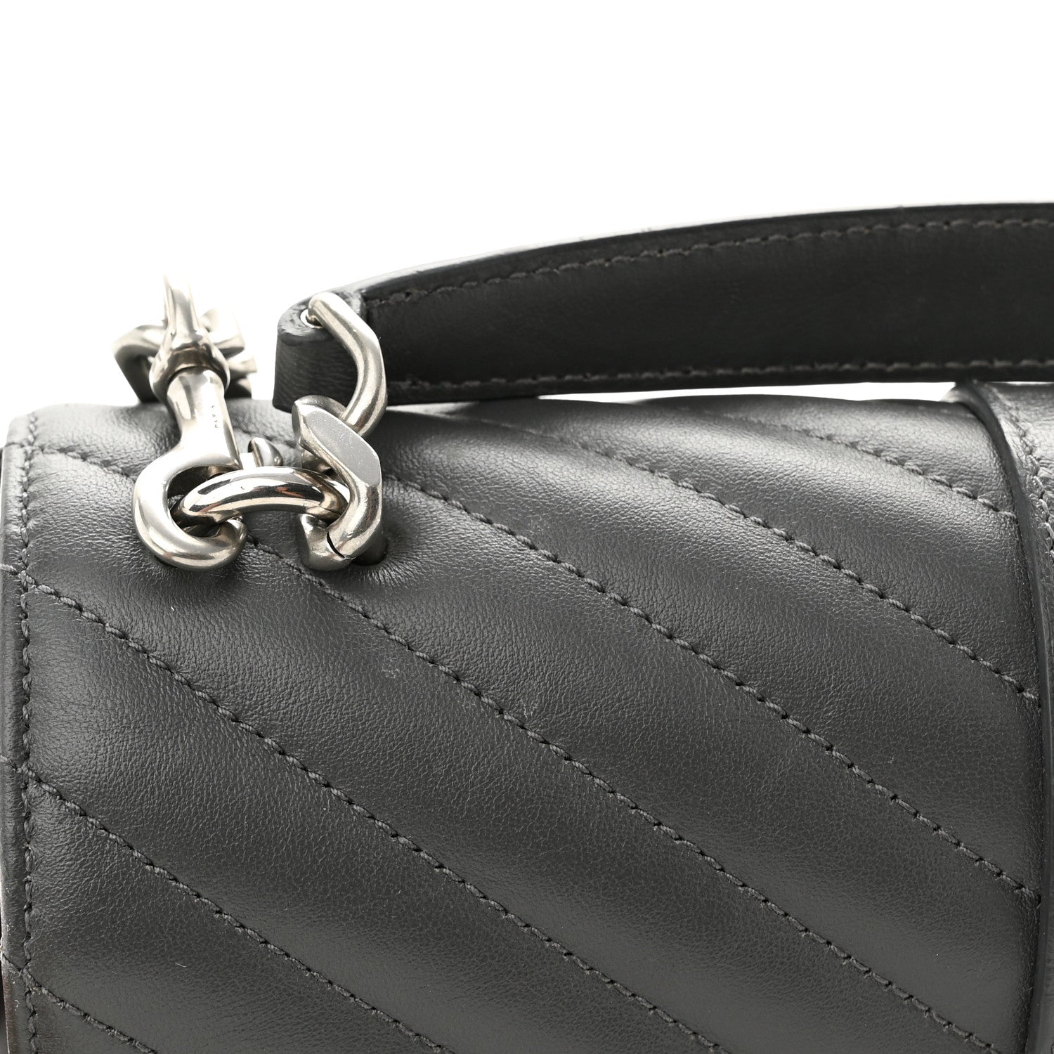 Saint Laurent Sheepskin Matelasse Chevron Monogram Medium College Bag Light Coal 13 of 13