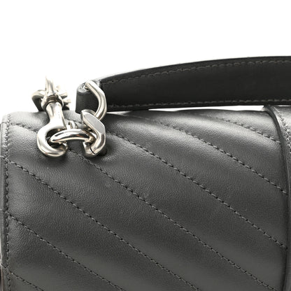 Saint Laurent Sheepskin Matelasse Chevron Monogram Medium College Bag Light Coal 13 of 13