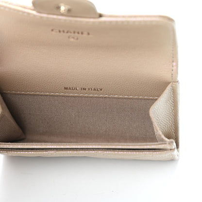Chanel Iridescent Caviar Quilted Flap Card Holder Wallet Beige 5 of 8