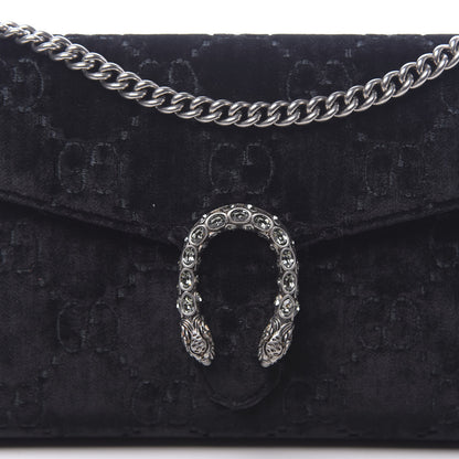 Gucci Velvet GG Monogram Mini Dionysus Chain Wallet Black 9 of 10