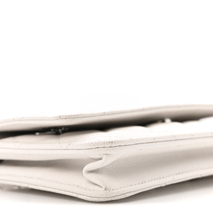 Chanel Caviar Quilted CC Logo Wallet on Chain WOC White 10 of 15