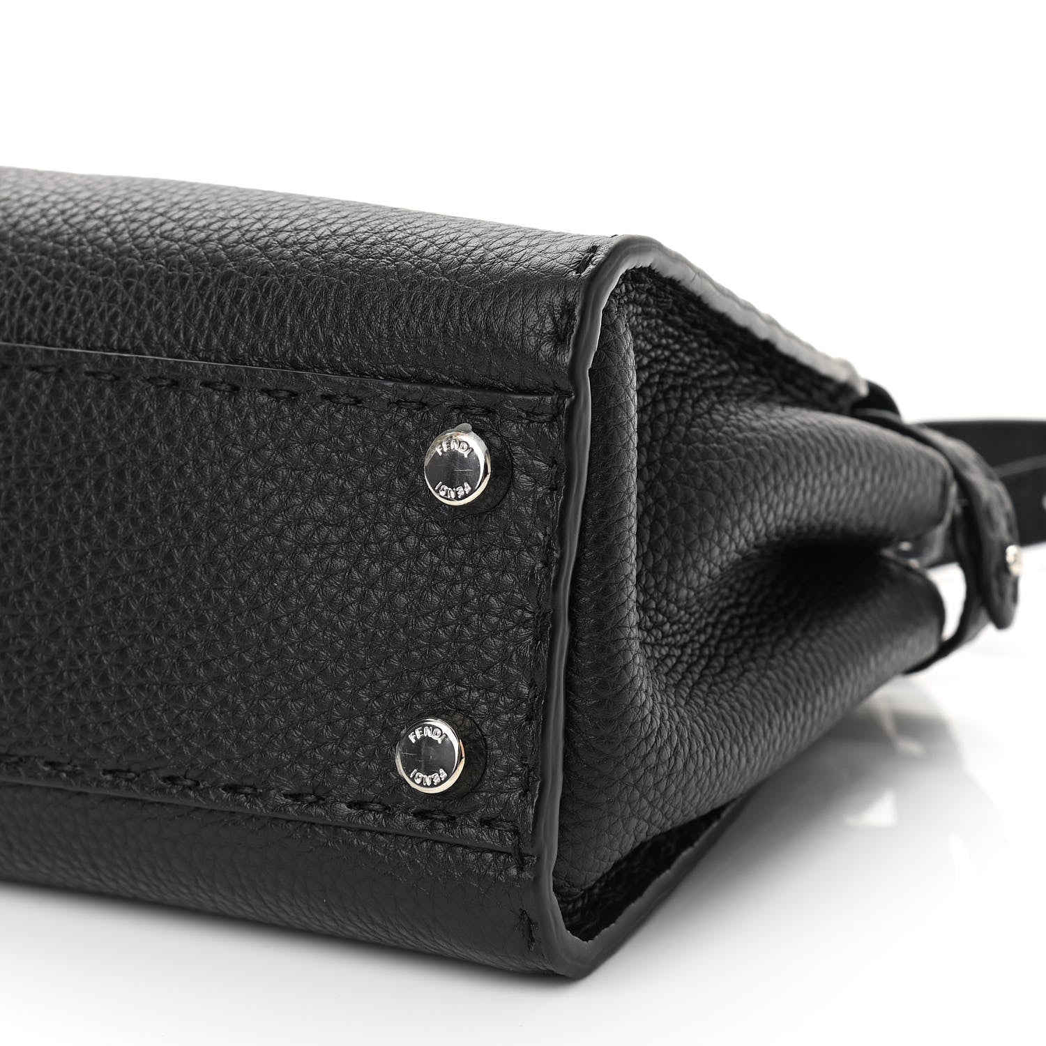 Fendi Cuoio Romano Selleria Bi-Color Mini Peekaboo Iconic Satchel Black Mou 9 of 9
