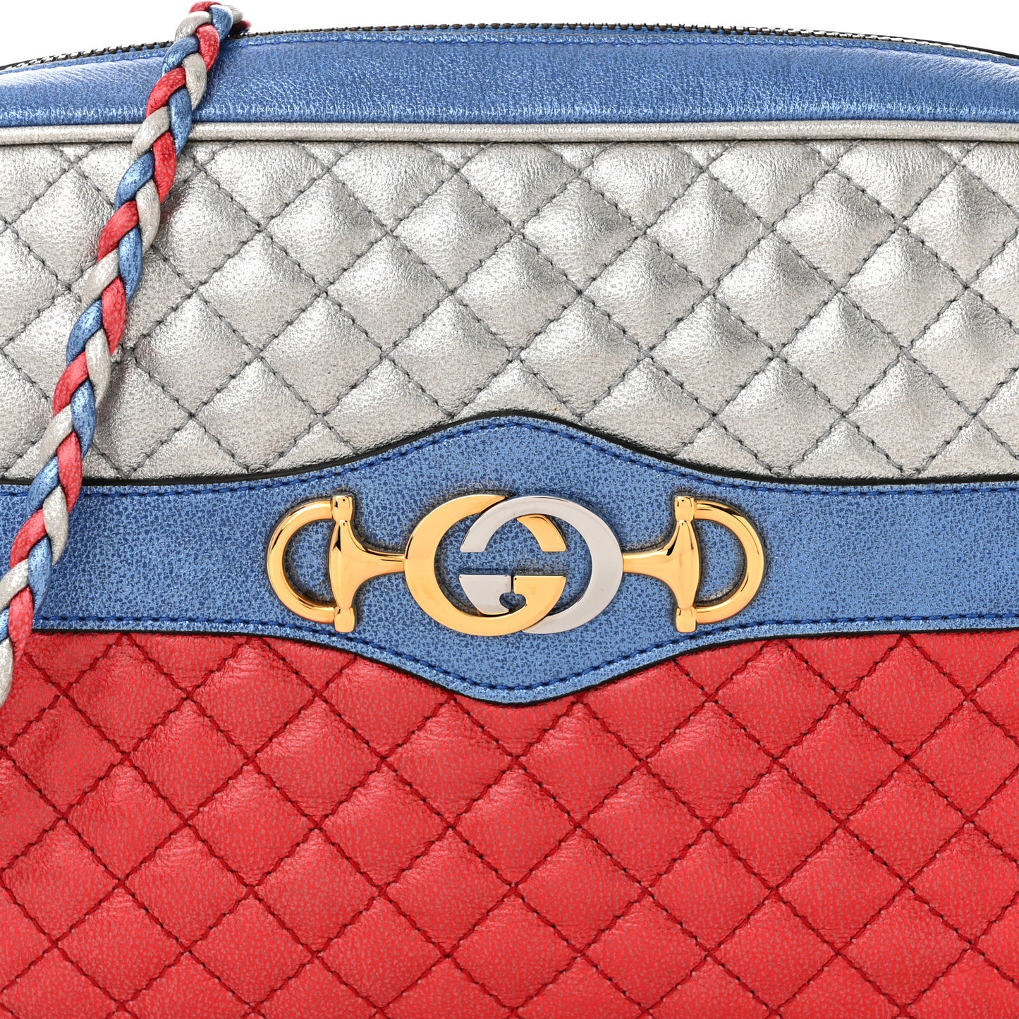 Laminated Nappa Trapuntata Small Zumi Shoulder Bag Rosso Marine Argento