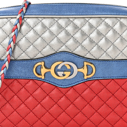 Gucci Laminated Nappa Trapuntata Small Zumi Shoulder Bag Rosso Marine Argento 8 of 10