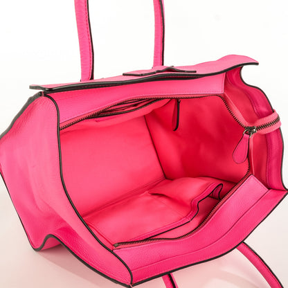 Celine Drummed Calfskin Mini Luggage Fluo Pink 5 of 9