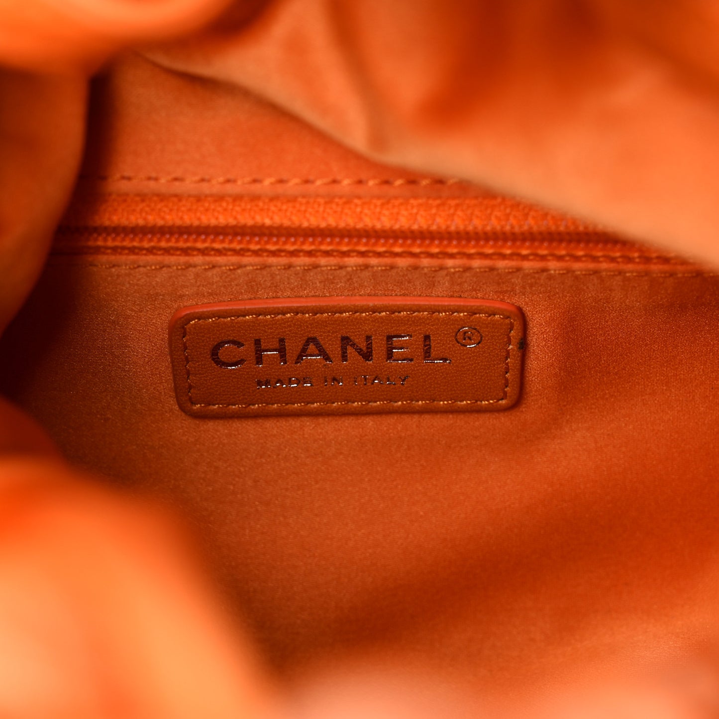 Lambskin Quilted Jumbo Grocery By Chanel Drawstring Shopping Bag Orange
