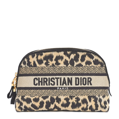 Christian Dior Canvas Leopard Print Cosmetic Pouch Beige 1 of 10